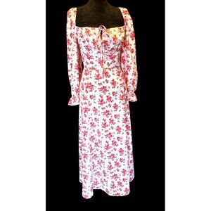 Floral Romantic Feminine Prairie Cottage Maxi Dress XL By Loness Festival Fairy